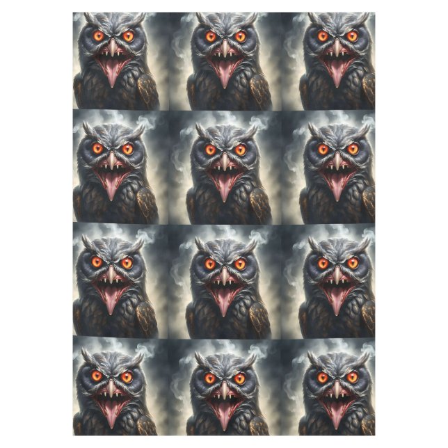 Scary Fanged Vampire Owl, Tablecloth (Front)
