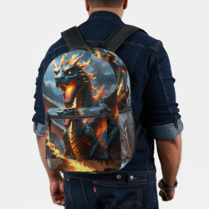 Scary Fire Breathing Dragon,  Printed Backpack