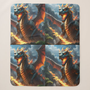 Scary Fire Breathing Dragon,  Sherpa Blanket