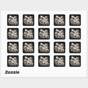 Scary Floating Phantom Ghost Diamond Shape Gift Square Sticker