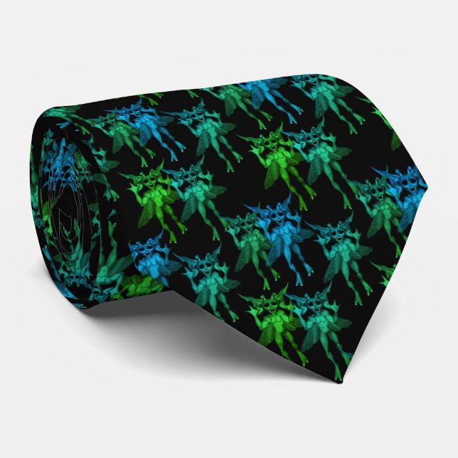 Scary Flying Gremlin Creatures Halloween   Tie (Rolled)