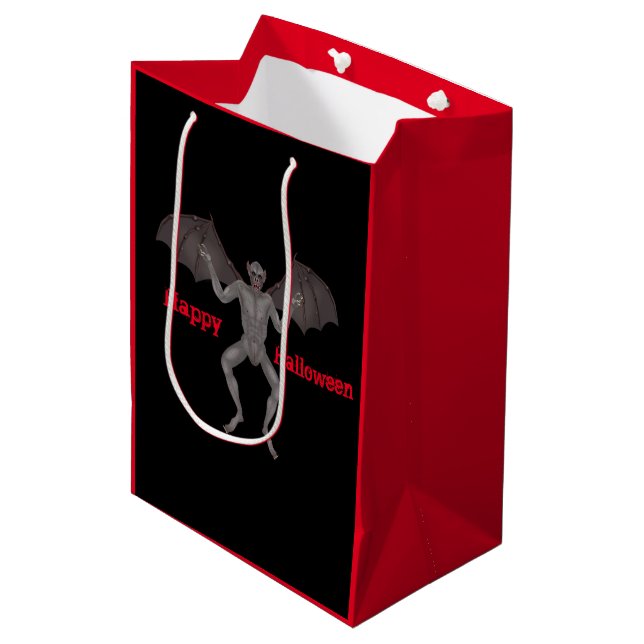 Scary Flying Vampire with Wings Halloween Medium Gift Bag (Front Angled)