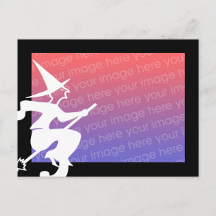 scary flying witch - add your photo postcard