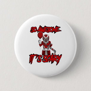 Scary Funny Halloween Clown Hockey Goalie 2 Inch Round Button