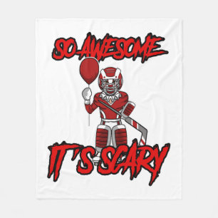 Scary Funny Halloween Clown Hockey Goalie Fleece Blanket