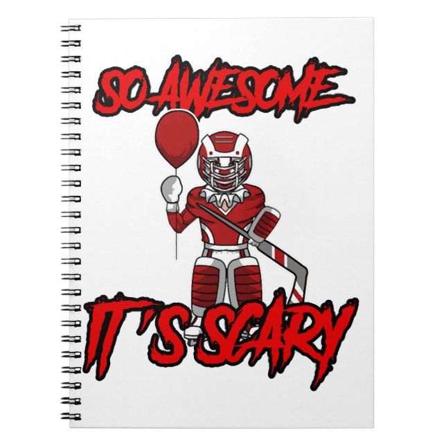 Scary Funny Halloween Clown Hockey Goalie Notebook (Front)