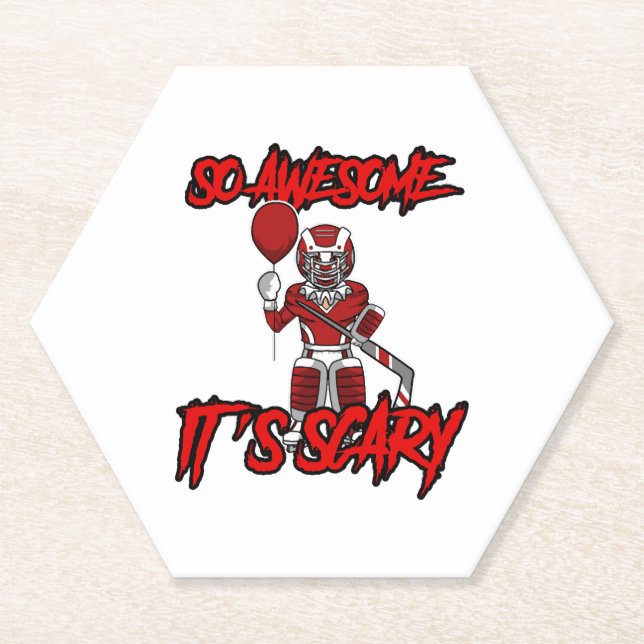 Scary Funny Halloween Clown Hockey Goalie Paper Coaster (Front)