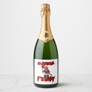 Scary Funny Halloween Clown Hockey Goalie Sparkling Wine Label