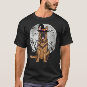 Scary German Shepherd Dog Witch Halloween T-Shirt