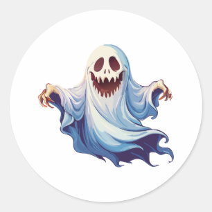 Scary ghost classic round sticker