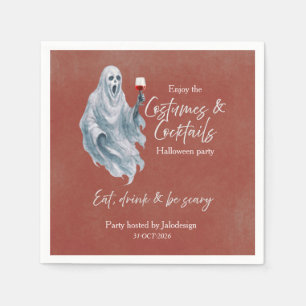 Scary Ghost Costume Cocktail Halloween Party Napkin