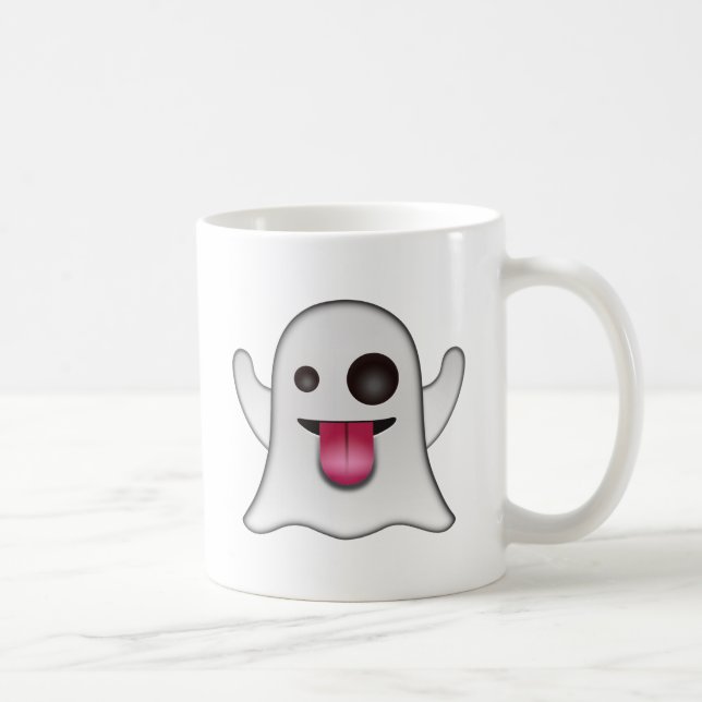 Scary Ghost Emoji Cool Fun Coffee Mug (Right)