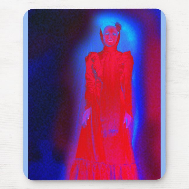 Scary ghost lady in red art mouse pad (Front)