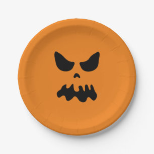 Scary ghost skull Halloween party paper plates
