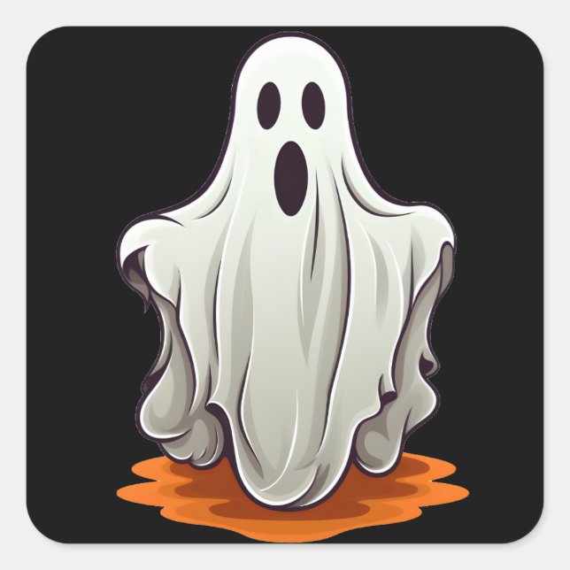 Scary Ghost Square Sticker (Front)