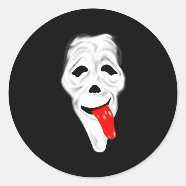 Scary Ghost Wassup Face Stoner Horror Movie Comedy Classic Round Sticker (Front)