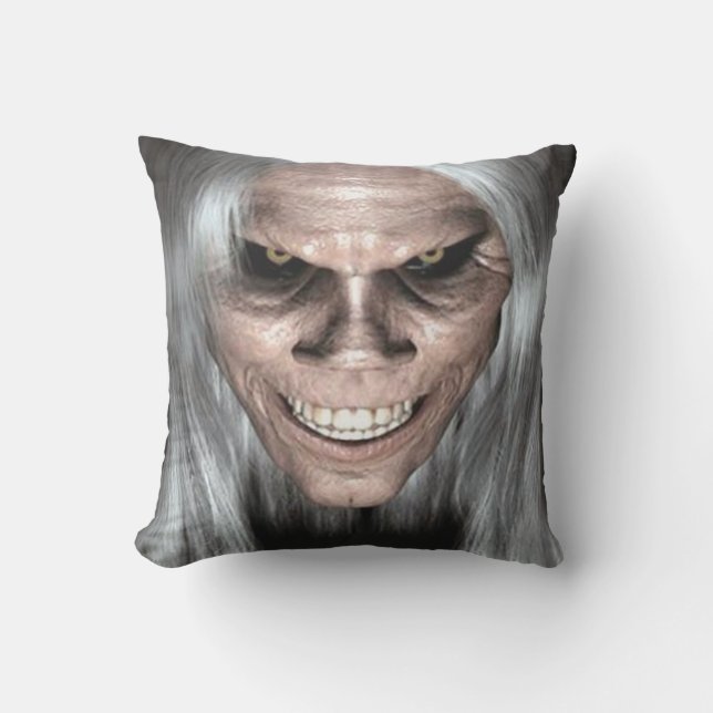 Scary Ghost Women Throw Pillow (Front)