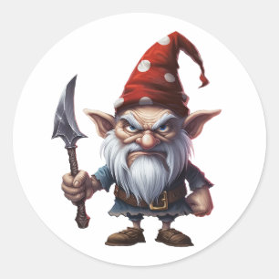 Scary Gnome Happy Halloween Classic Round Sticker