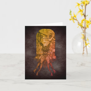 Scary Goblin Tombstone Halloween Note Card