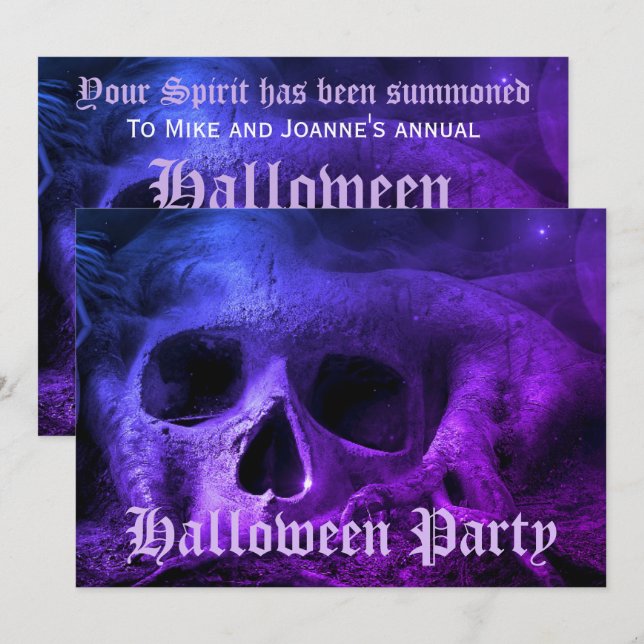 Scary Gothic Skull Halloween Party Invitation (Front/Back)