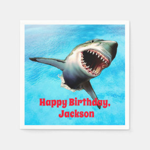 Scary Great White Shark Leaping Napkin