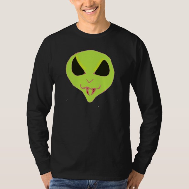 Scary green Alien face fangs Shirts (Front)