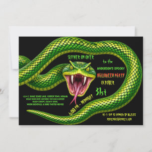 Scary Green Snake Halloween Creepy Party Invitation
