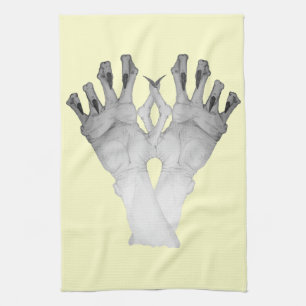Scary gruesome monster gnarled hand kitchen towel