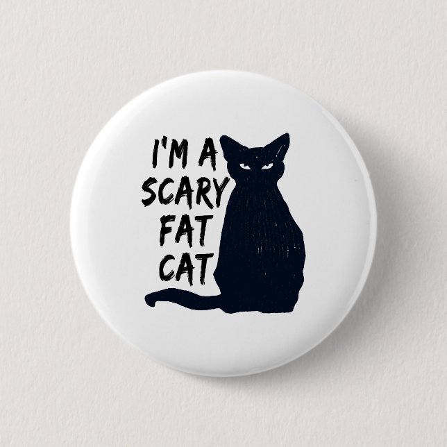 Scary Halloween Black Cat Design graphic 2 Inch Round Button (Front)