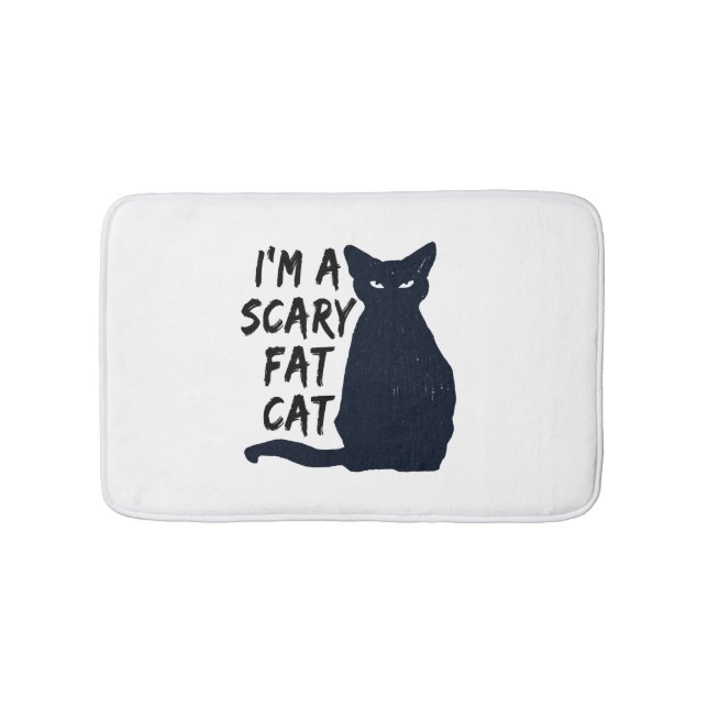 Scary Halloween Black Cat Design graphic Bath Mat (Front)