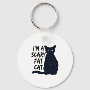 Scary Halloween Black Cat Design graphic Keychain