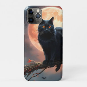 Scary Halloween Black Cat Moonlight, iPhone 11 Pro Case