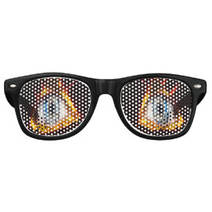 Scary Halloween blue eyes with fiery orange Retro Sunglasses
