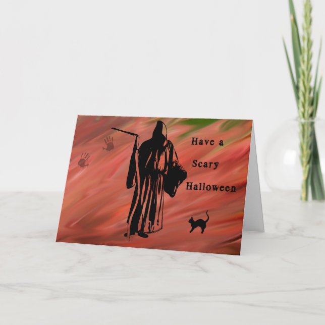Scary Halloween Card with Grim Reaper (Front)