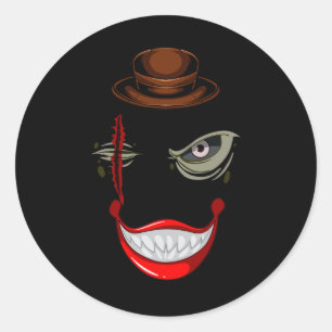 Scary Halloween Clown Character Horror Movie Evil  Classic Round Sticker