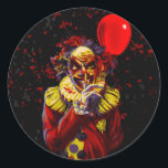 Scary Halloween Clown Costume Party Classic Round Sticker<br><div class="desc">Customize with any text you want.</div>