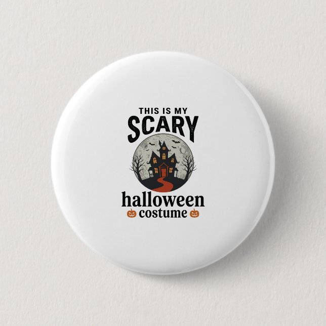 Scary Halloween Costume Haunted House Vector Desig 2 Inch Round Button (Front)
