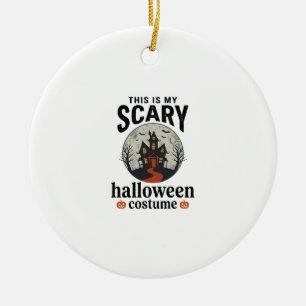 Scary Halloween Costume Haunted House Vector Desig Ceramic Ornament