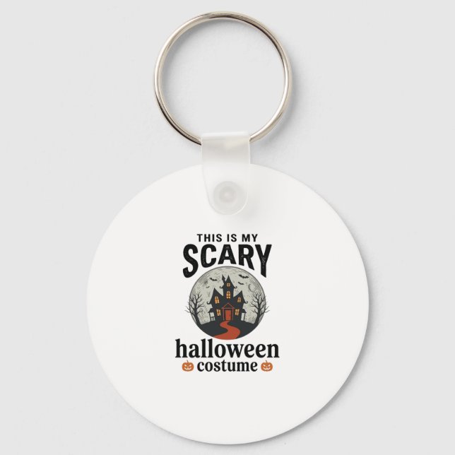 Scary Halloween Costume Haunted House Vector Desig Keychain (Front)