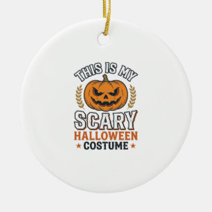 Scary Halloween Costume Pumpkin Vintage Vector Des Ceramic Ornament