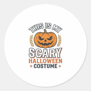 Scary Halloween Costume Pumpkin Vintage Vector Des Classic Round Sticker