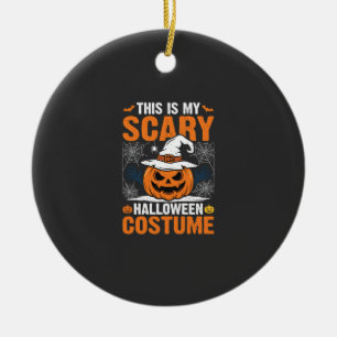 Scary Halloween Costume Pumpkin Witch Hat Design_1 Ceramic Ornament