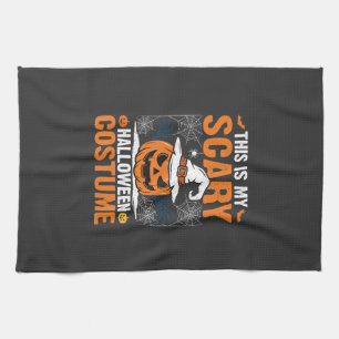 Scary Halloween Costume Pumpkin Witch Hat Design_1 Kitchen Towel