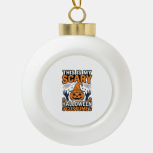 Scary Halloween Costume Pumpkin Witch Hat Shirt_1 Ceramic Ball Christmas Ornament