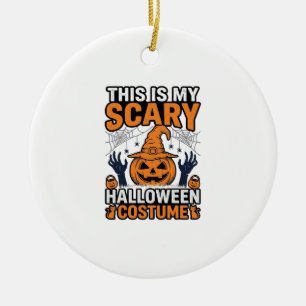 Scary Halloween Costume Pumpkin Witch Hat Shirt_1 Ceramic Ornament