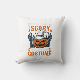 Scary Halloween Costume Pumpkin Witch Hat Shirt_1 Throw Pillow
