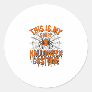 Scary Halloween Costume Spider Web Vintage Design_ Classic Round Sticker