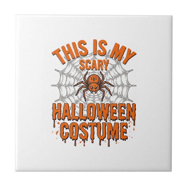 Scary Halloween Costume Spider Web Vintage Design_ Tile (Front)