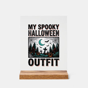 Scary Halloween Costume Vintage Graveyard Tee_1 Acrylic Sign