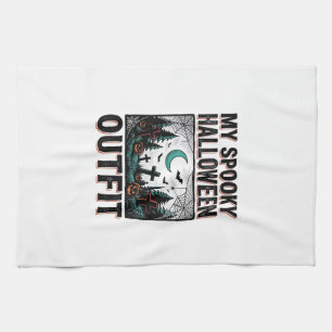 Scary Halloween Costume Vintage Graveyard Tee_1 Kitchen Towel
